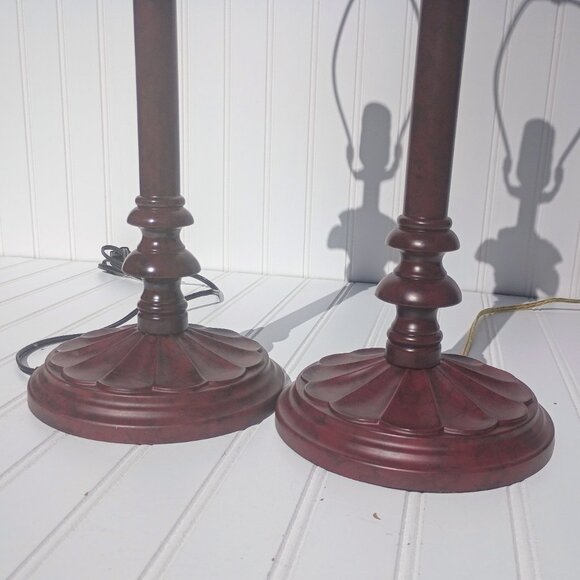 Vtg Pineapple Lamps Coastal Tropical Lamp Pair 3 Way Buffet Table Lightweight - Picture 7 of 17